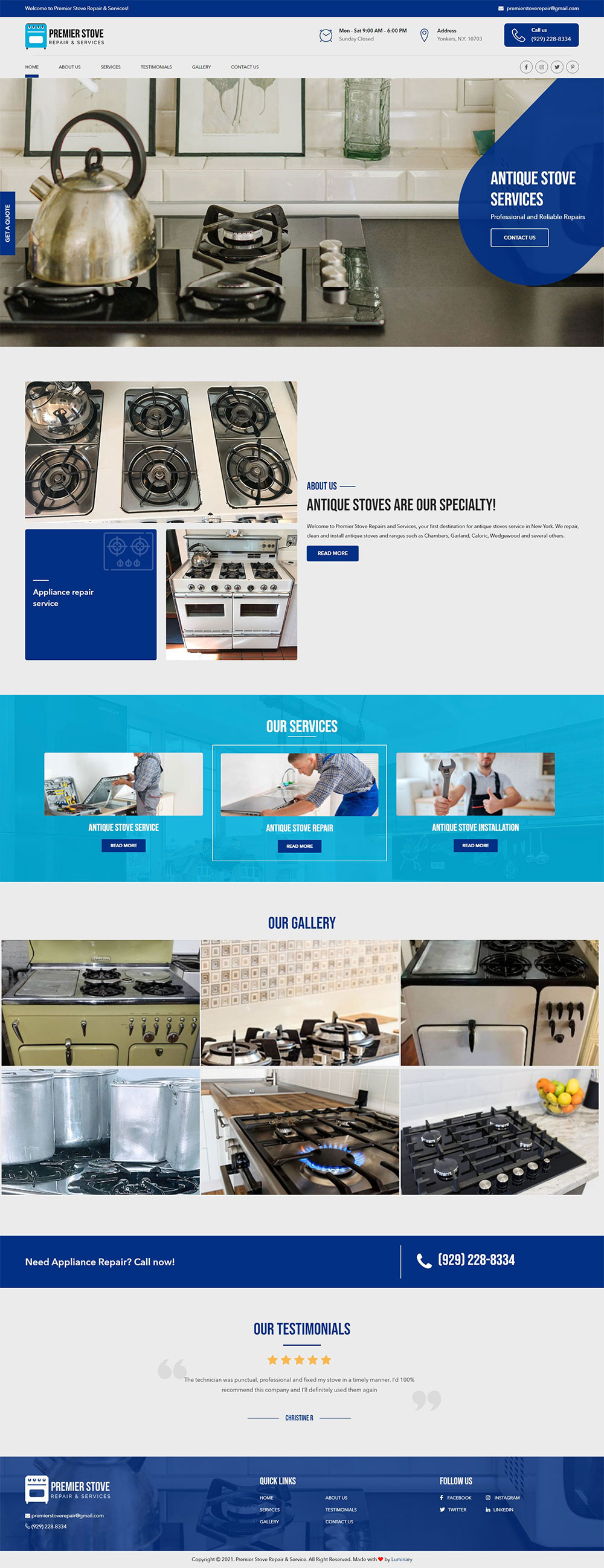 Premier Stove Repairs and Services